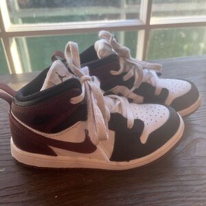 Nike Air Jordan Toddler Black Maroon and White High Top Sneakers